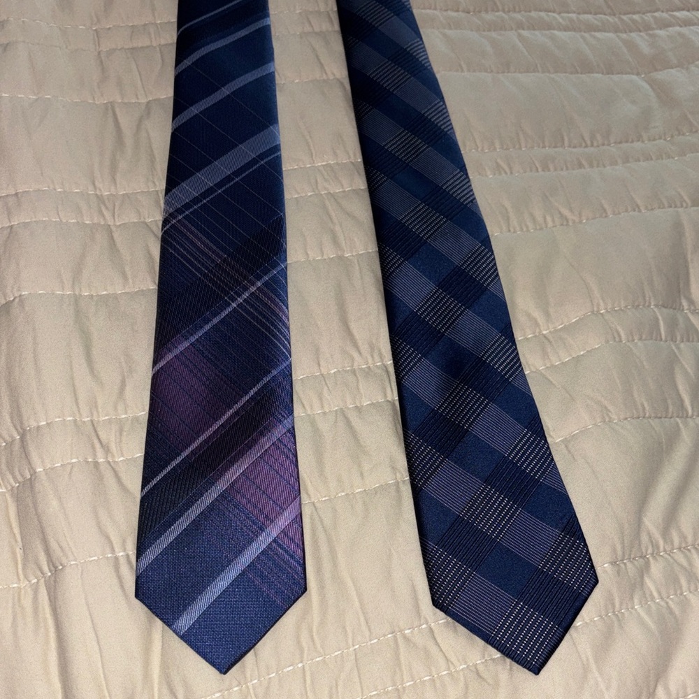 Calvin Klein Dark Blue Plaid Tie